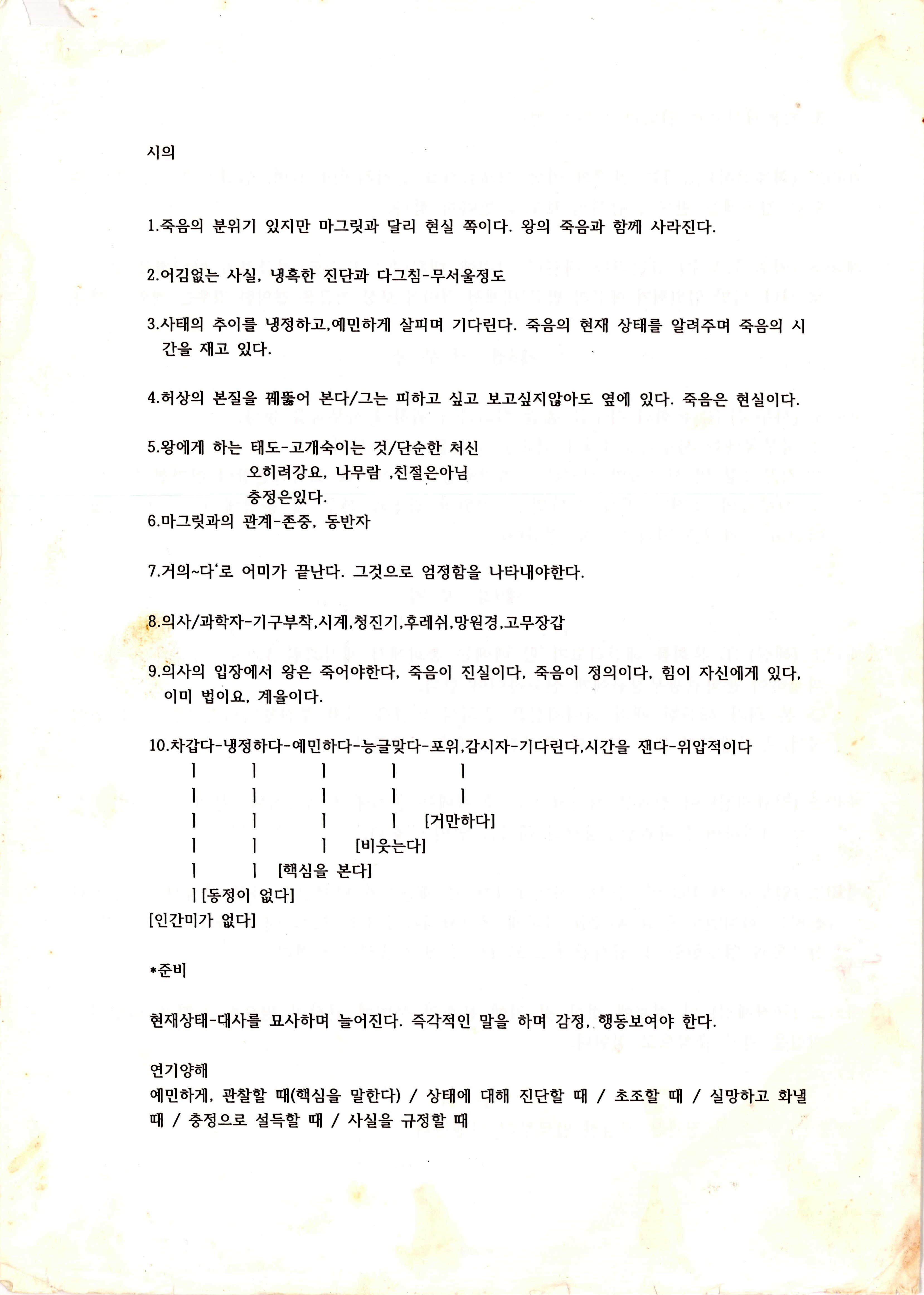 《왕은 죽어가다》연구 노트