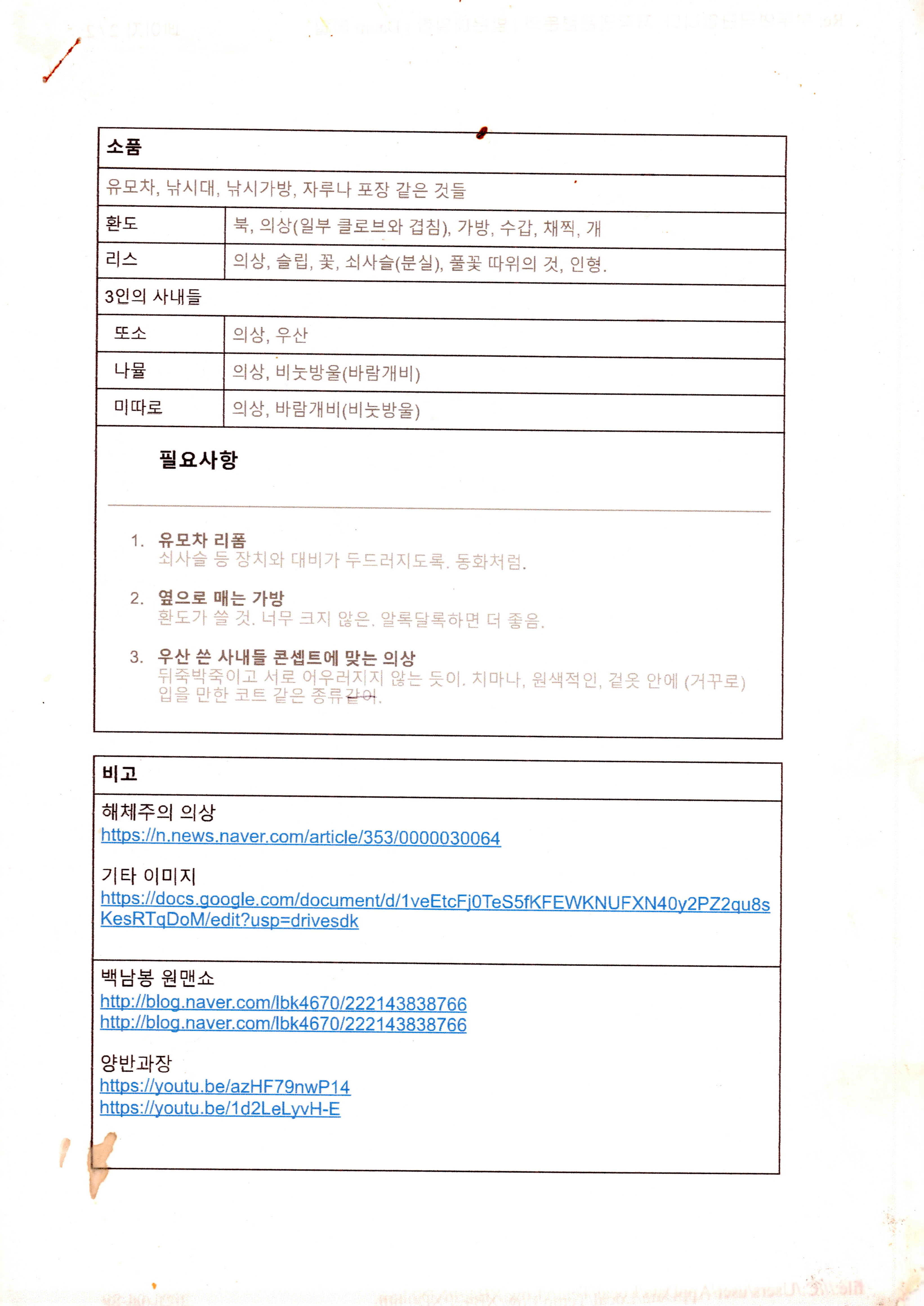 《환도와 리스》소품 