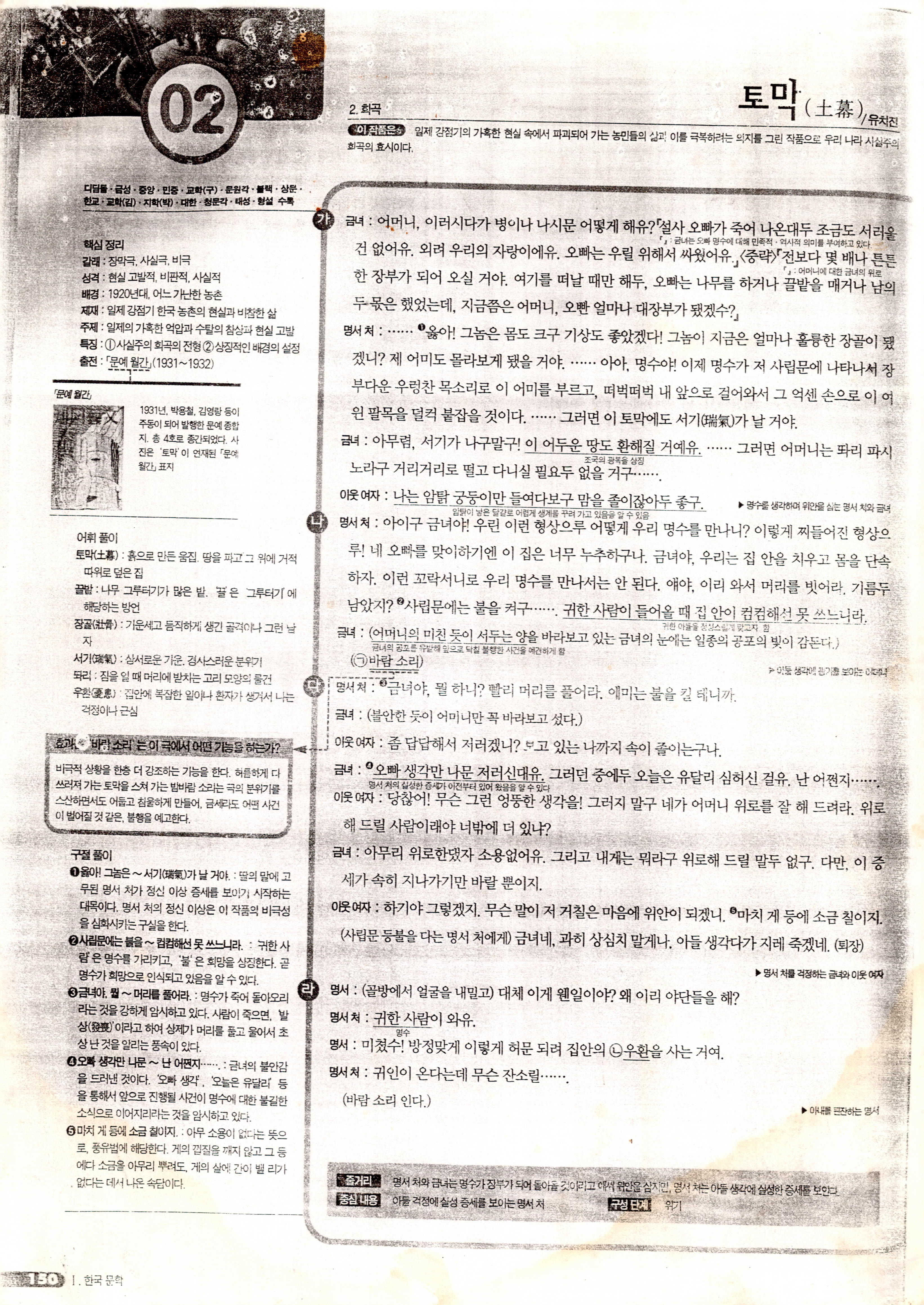 《토막(土幕)》작품해설및 문제 스크랩자료