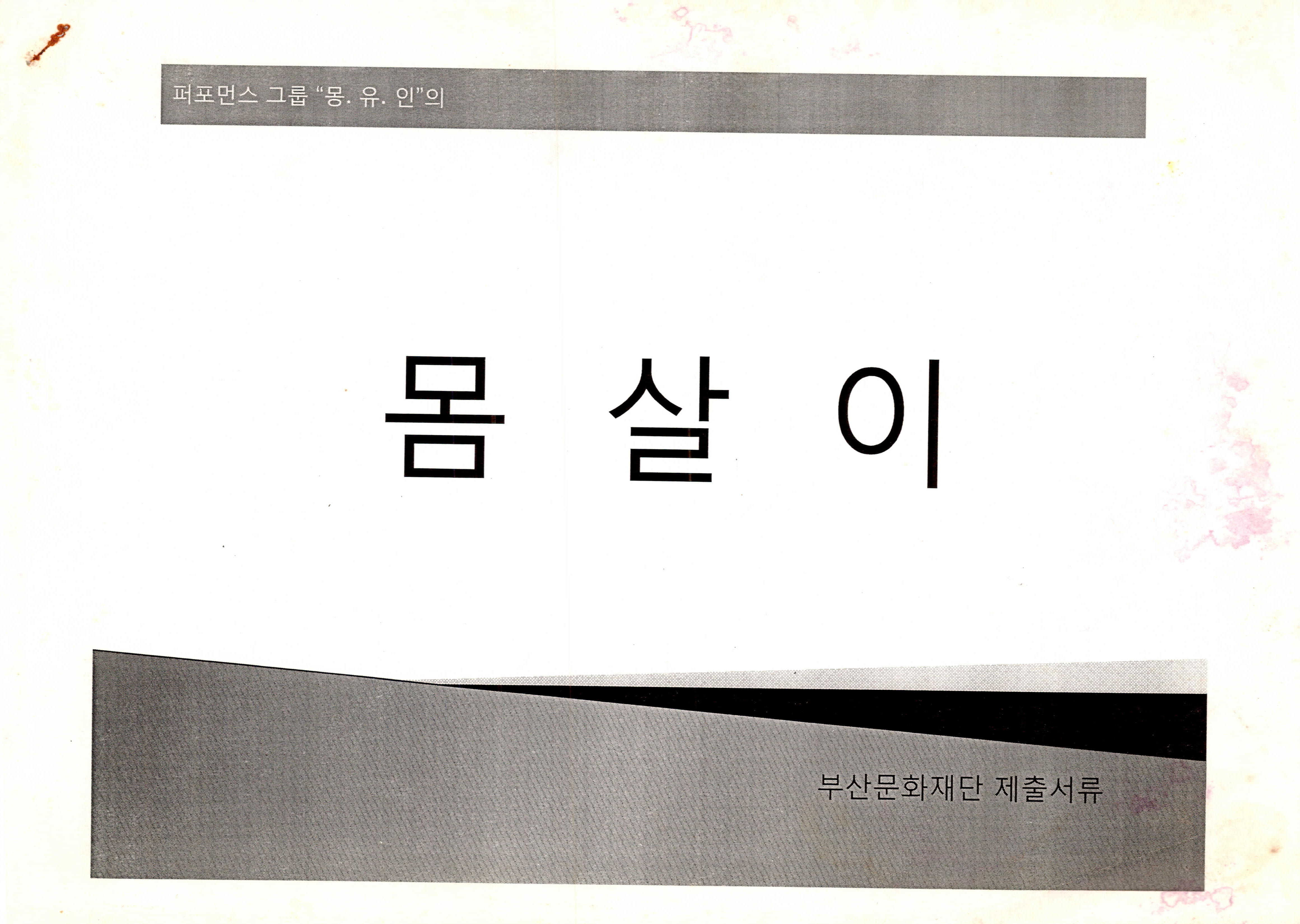 퍼포먼스 그룹 "몽 유 인"의 《몸살이》기획서