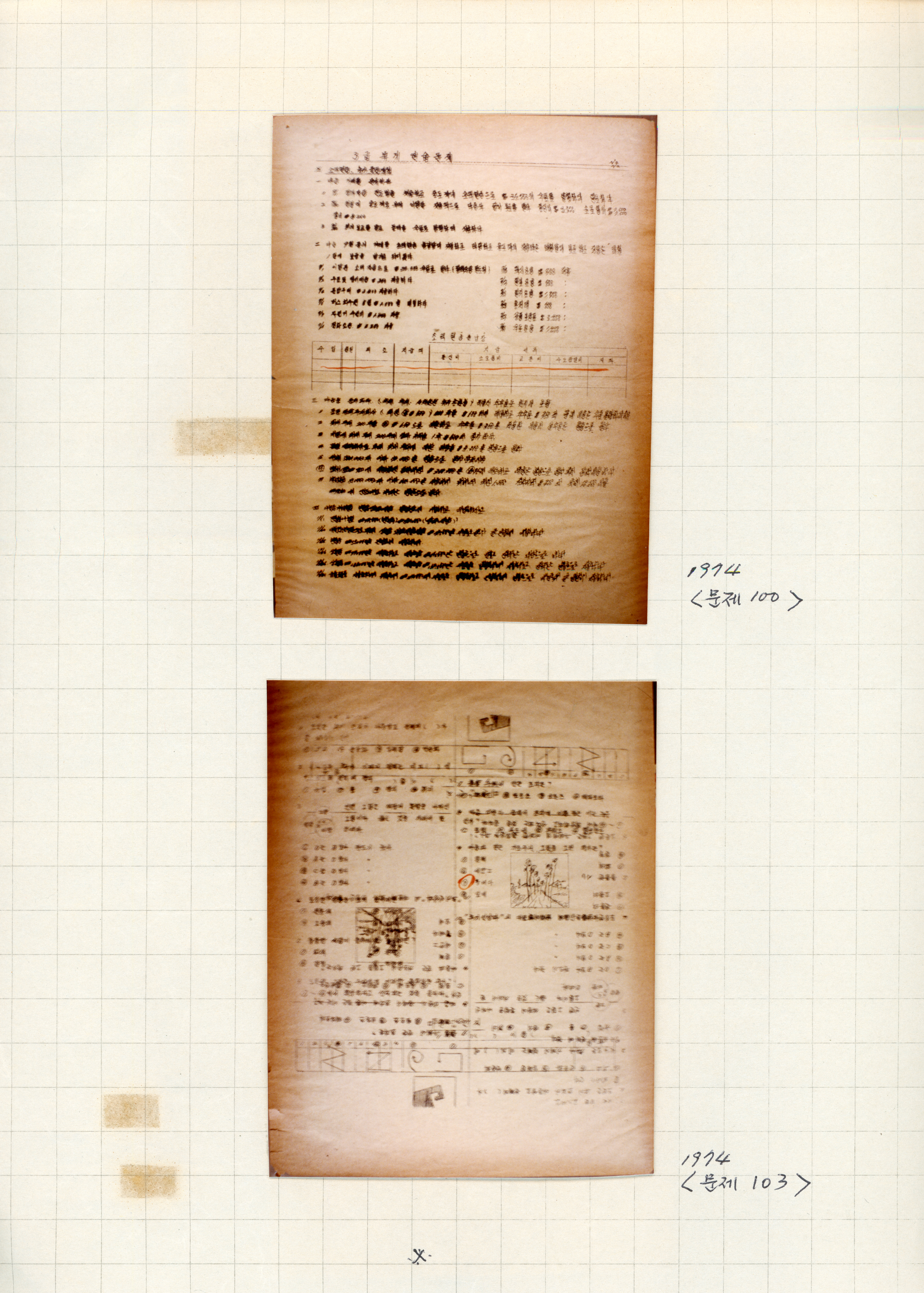 <문제 100>, <문제 103> 스크랩 자료 사진