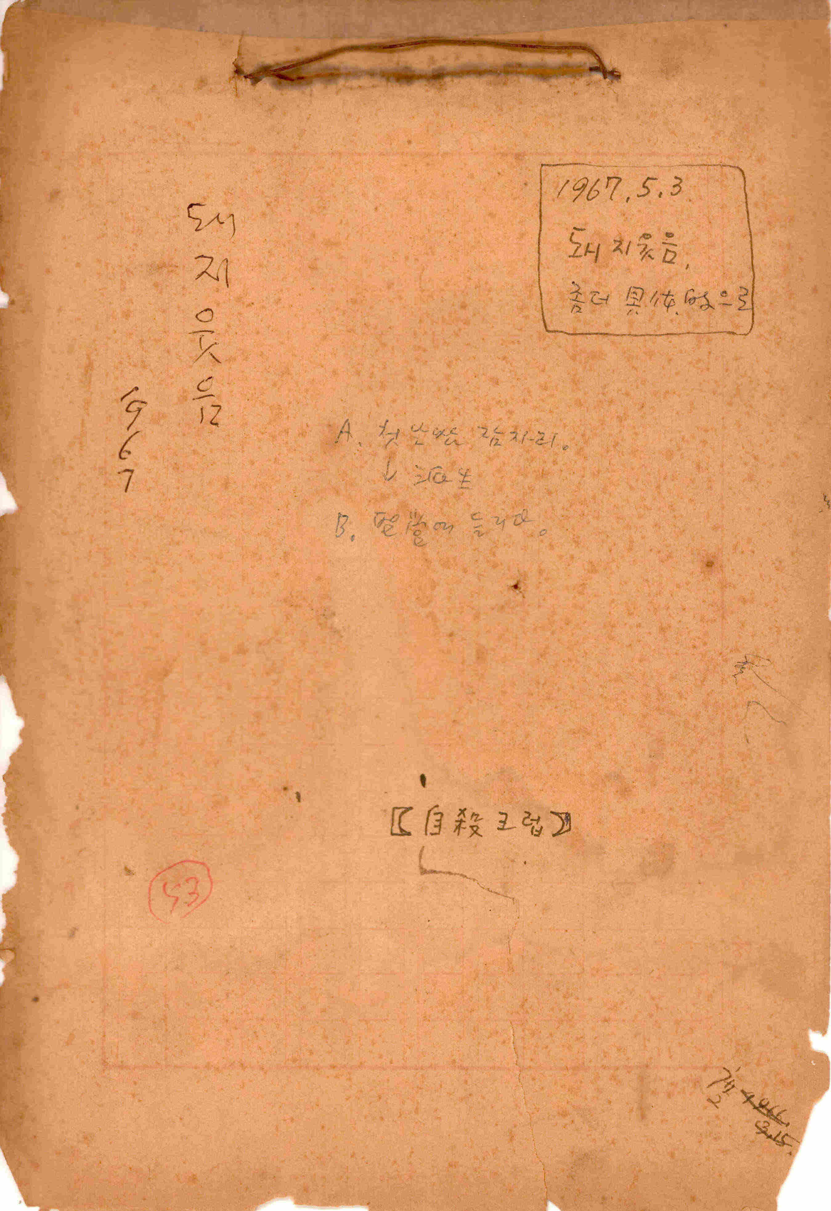 「돼지웃음」 원고