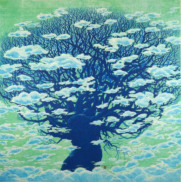 new another nature 115×115cm woodcut 2026.