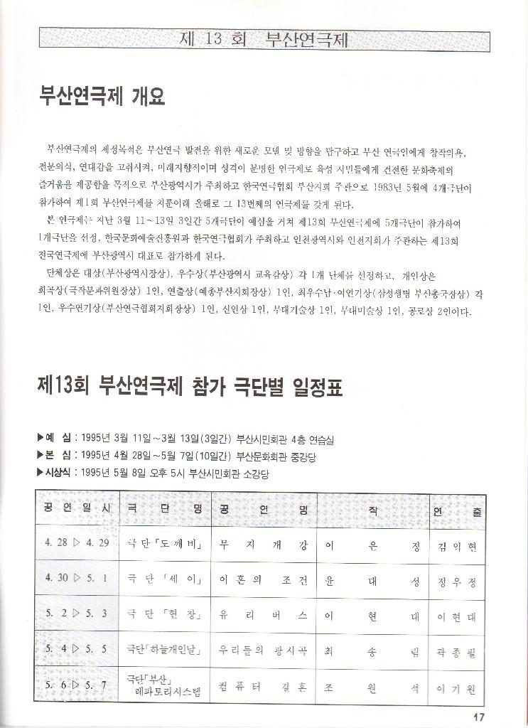 제 13회 부산연극제