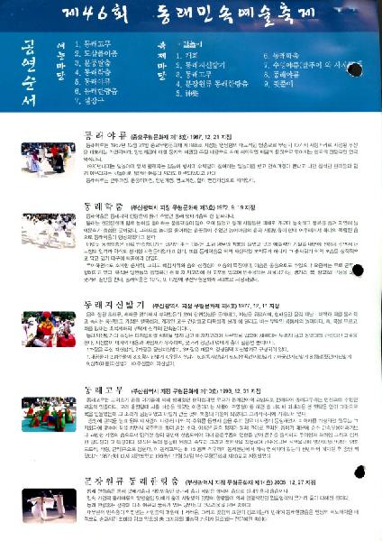 제46회 동래민속예술축제 중요무형문화재 제18호 동래야류 원형공개공연